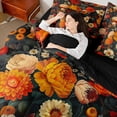 thumbnail image 4 of Homewish Orange Rustic Floral Bedding Comforter Set 7pcs, Retro Plant Botanical King Bedding Sets, Teens Adult Girl Women Reversible Bed Sheets, Breathable Home Decor, 4 of 7