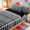 thumbnail image 3 of Erosebridal Abstract Geometric Lines Zipper Twin Comforter Sets with Fitted Sheet and 2 Pillowcases,Mid-Century Stripes Zipper Bedding Set,Black Reversible,4 Pieces, 3 of 7