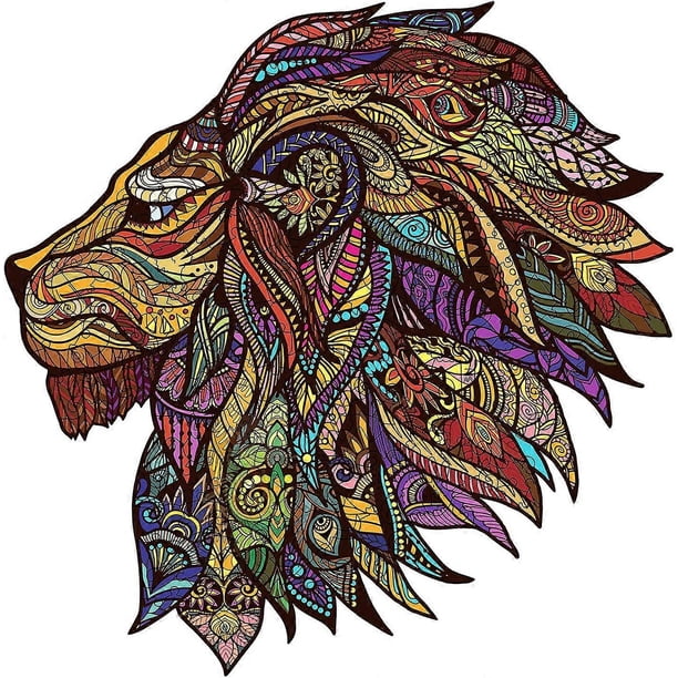 Wooden Jigsaw Puzzles- Lion King Puzzle Unique Shape Animal Wooden Puzzle, Best Gift for Adults and Kids, Family Game Play Collection