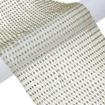 Polyester Elastic Rhinestone Fishnet Fabric Shiny Mesh Fabric for Garment Accessory Light Khaki 3mm 2yards/pc