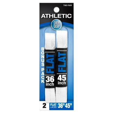 Shoe Gear Flat Athletic Lace for Men and Women, Polyester, White, Bonus Pack Includes 36" and 45" Laces