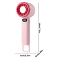 thumbnail image 3 of Ventilador portátil de mano con pantalla digital y batería recargable por USB, ventilador de viento de alta velocidad para viajes al aire libre, desplazamientos y campamentos., 3 of 8