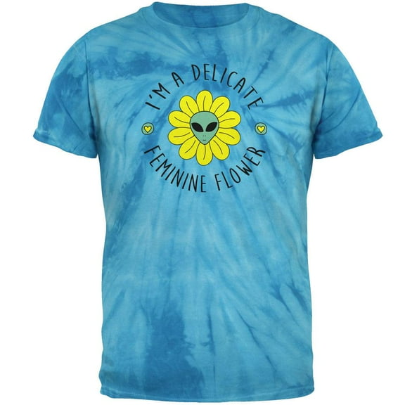 Halloween I'm a Delicate Feminine Flower Alien Mens T Shirt Pinwheel Blue Tie Dye MD