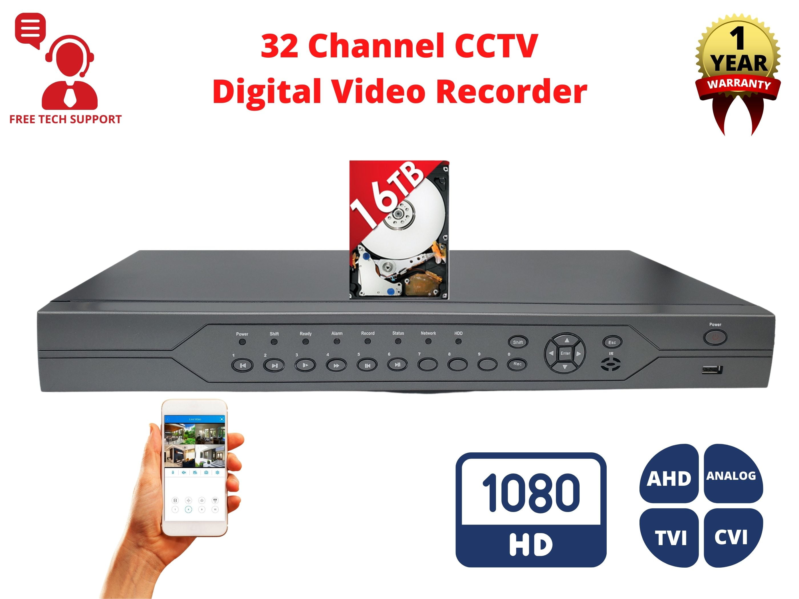 32CH Channel DVR CCTV Security Surveillance Recorder P2P Cloud Motion Detect 