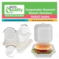 thumbnail image 4 of Compostable Square Hinged Clamshell Take Out Food Containers 6x6 - Heavy Duty Quality Disposable to go Containers, Single Compartment Eco-Friendly , Bagasse Fiber Containers with Lids (25), 4 of 9