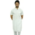 thumbnail image 4 of Atasi Men's White Cotton Long Kurta Short Sleeve Casual Shirt Clothing-Small, 4 of 7