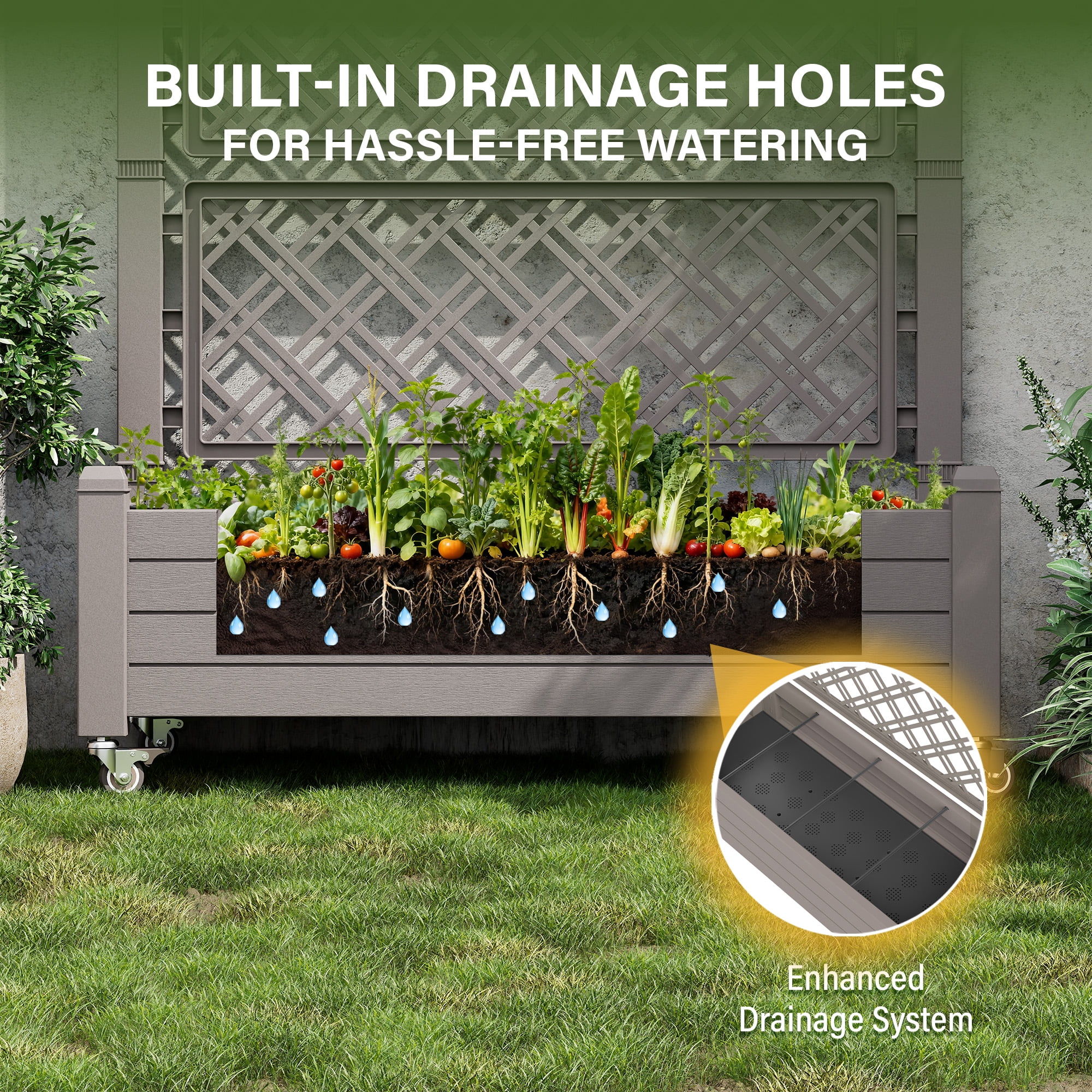Bifanuo Durable Resin Raised Garden Bed for Flowers, Vegetables, and Herbs - Perfect for Backyard, Patio, and Balcony(Grey)