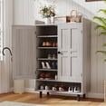 thumbnail image 4 of Hawsaiy Entrance Shoe Cabinet with Doors, 6-Tier Farmhouse Shoe Storage Organizer with Adjustable Shelves, Holds 18-24 Pairs, Entryway Shoe Rack Cabinet with Metal Legs, 4 of 9