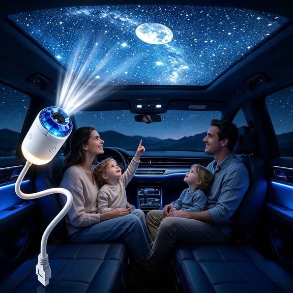 2-in-1 Galaxy Projector Night Light, Mini USB LED Star Projector with 1 Interchangeable Slides, Portable 360° Rotating Starry Sky Light for Bedroom, Ceiling, Room Decor & Gifts
