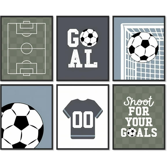 Soccer Wall Decor Posters, Sports Wall Art for Soccer Lover Teen Boys Playful Wall Decor Pictures, 8×10 in Unframed