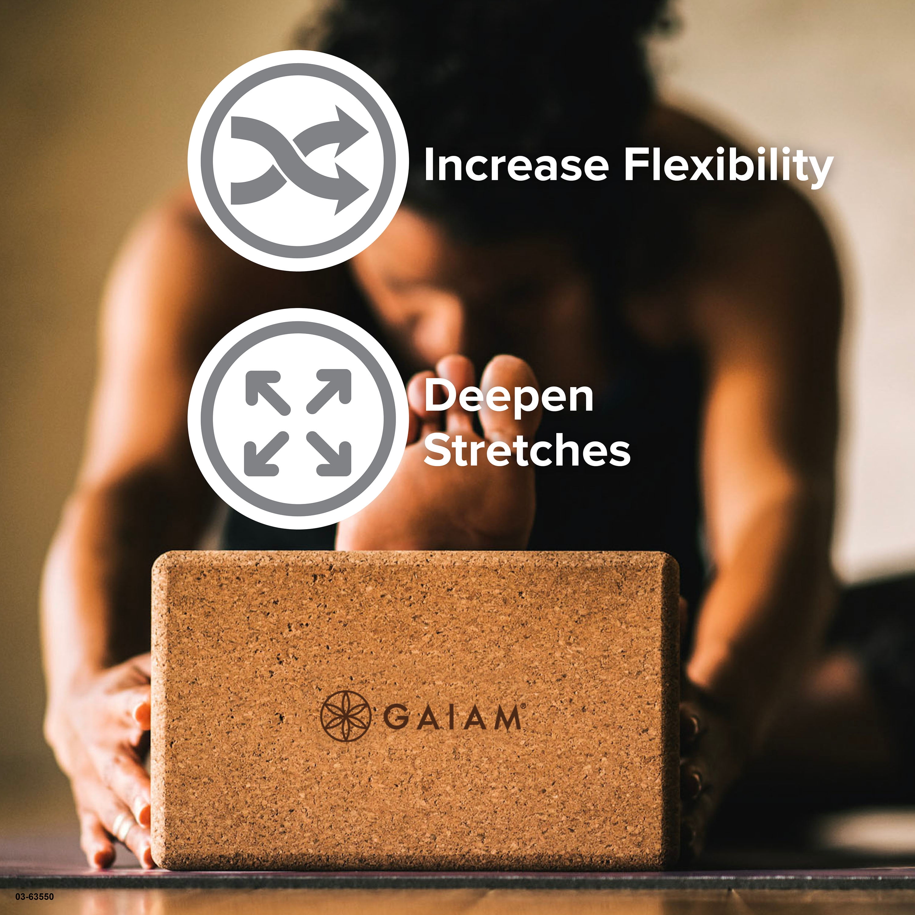 Gaiam Cork Yoga Brick, Made from Sturdy Sustainable Cork, 3 In. Thickness 