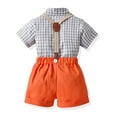 thumbnail image 5 of WOLLED Baby Boys Summer Plaid Shirt with Bowtie+suspenders Shorts Set, Kids Toddler Infant Formal Short Sleeve Bowtie Dress T-Shirt Suspenders Shorts Pants for 6M-8T, 5 of 10