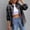 Dark Gray, variant on Dark Jackets for Women Casual Denim Jacket Crew Neck Boyfriend Loose Fit Casual Hoodies Coat S