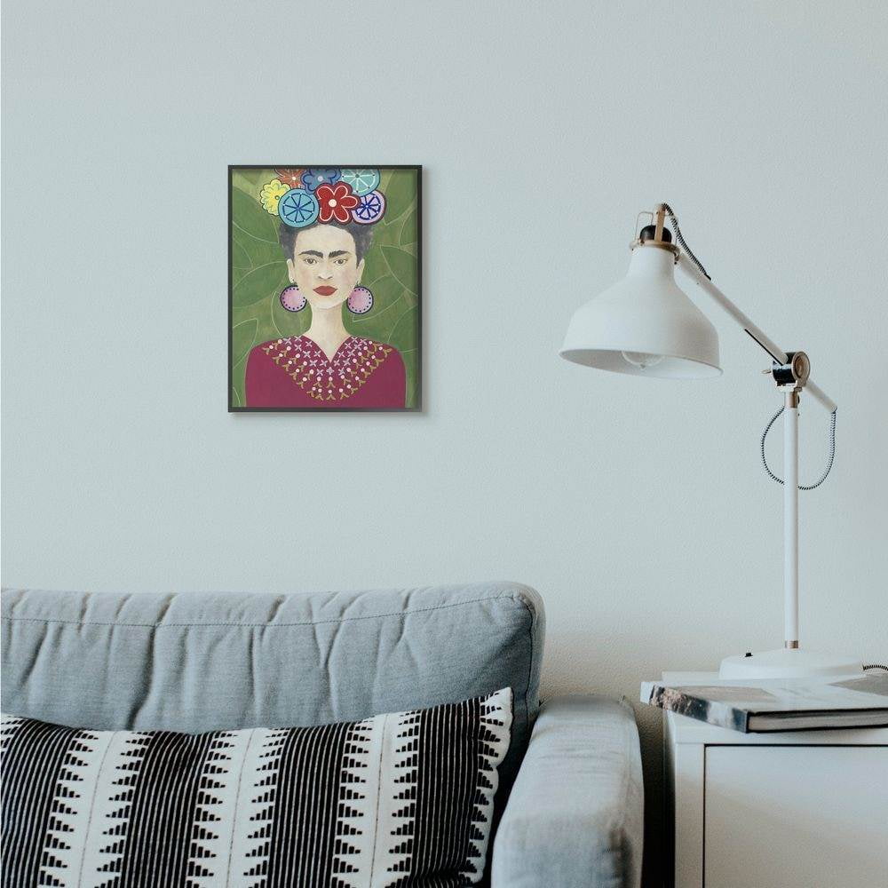 Stupell Industries Frida Fashion Designer Pattern Painting Green Framed Giclee Texturized Art by Regina Moore