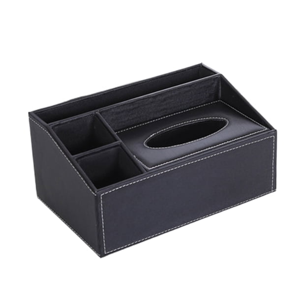 Wosthever Solución elegante del organizador de escritorio resistente de la suciedad de cuero para el espacio multi del almacenamiento de Almacenamiento y organización del hogar negro Multifuncional A