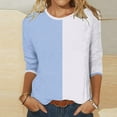 thumbnail image 2 of YABCSAZ Womens Summer Tops 3/4 Seleeve Round Neck Solid Color Block T Shirts Soft Casual Loose Fit Button Pullover T Shirts Oversized Shirts Basic Tee 2024 Clothes Basic Going Out Tops, 2 of 5