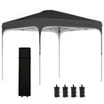 thumbnail image 2 of Outsunny 8' x 8' Pop Up Canopy Tent with Wheeled Carry Bag and 4 Sand Bags, Instant Sun Shelter, Tents for Parties, Height Adjustable, for Outdoor, Garden, Patio, Black, 2 of 9