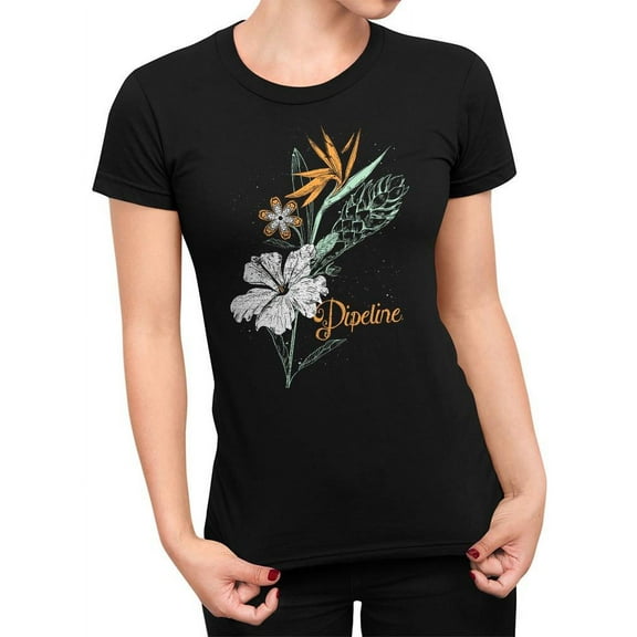 Pipeline Waveflower Floral Themed Graphic Tee - T-shirt Women's