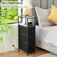 thumbnail image 6 of Narrow End Tables Living Room Set of 2 with Charging Station, Skinny Side Table with Fabric Drawers, Slim Nightstand for Bedroom, Small Spaces, Couch, Black,, 6 of 8
