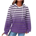 thumbnail image 2 of AGWOLF Waffle Knit Hoodies for Women Preppy Striped Long Sleeve Sweatshirt Trendy Drawstring Athletic Pullover, 2 of 5