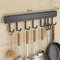 thumbnail image 4 of Perchero de cocina con 8 ganchos para colgar en la pared, organizador para cucharas, palas y tablas de cortar, accesorios de cocina, color negro, 4 of 7