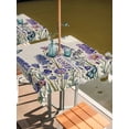 thumbnail image 2 of Outdoor Tablecloth with Umbrella Hole for Patio/Picnic/Party/Camping, Purple Floral Waterproof Table Cloth Square Cover Washable, Spring Lavender Daisy Butterflies Botanical Beige (60"x 60"), 2 of 8