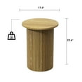 thumbnail image 6 of PieDle 17.5'' Wood Round Side Table, Fluted Wood Nightstand Bedside Sofa Table for Living Room Bedroom, Natural, 6 of 8