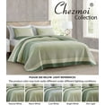 thumbnail image 6 of Chezmoi Collection 3-Piece Chic Green Floral Patchwork Stripe Cotton Quilt Reversible Lightweight Bedspread Set, King Size, 6 of 7