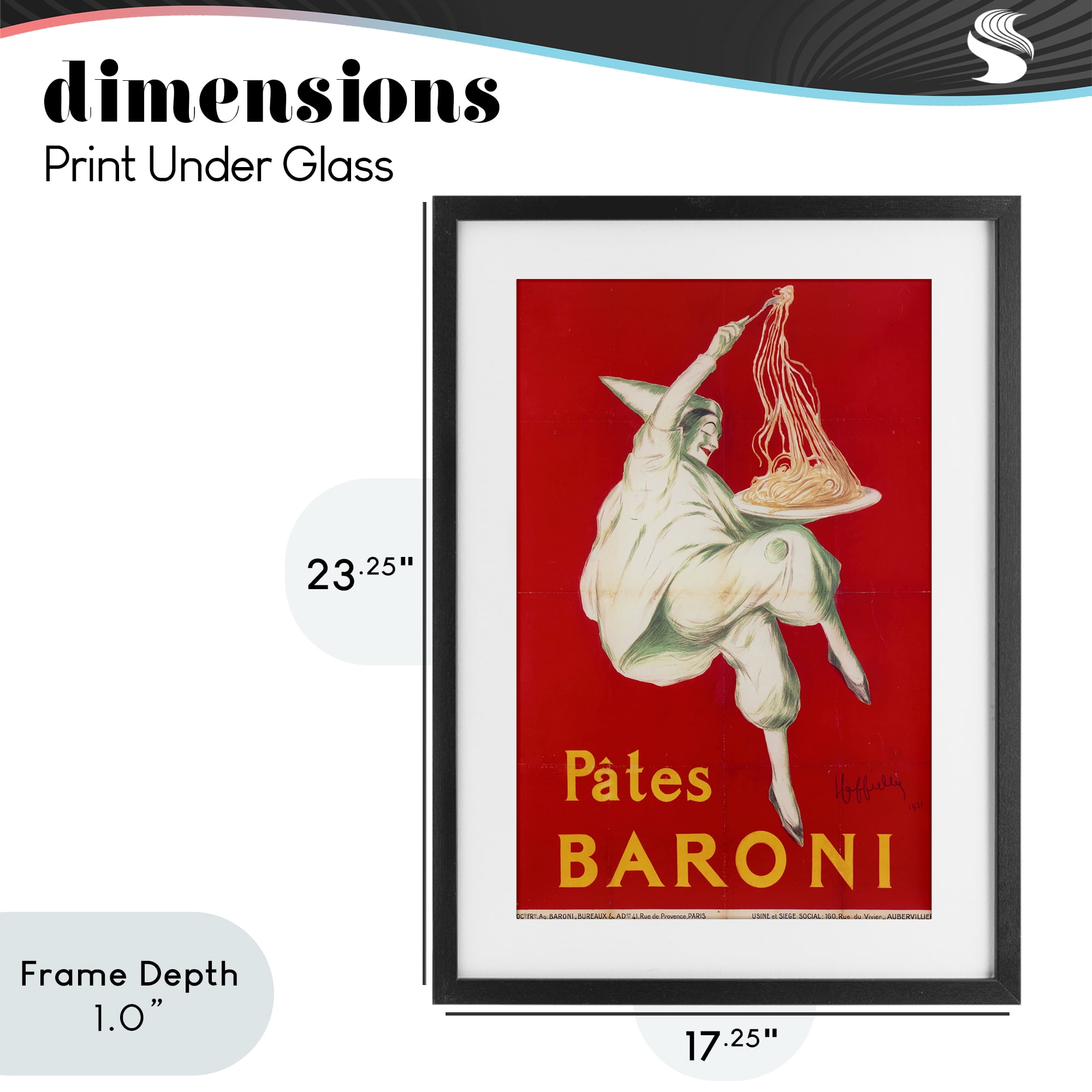 Stupell Industries Pates Baroni Advertisement Black Framed Print Under Glass, design by Vintage Hustle