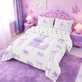 thumbnail image 2 of meiyoeat Coquette Bowknot Initial L Full Size Comforter Sets,Purple Watercolor Monogram Art Bedding Comforter Set For Girl,Reversible,3-Piece,1 Comforter and 2 Pillowcases, 2 of 7