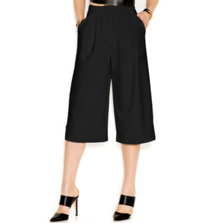 - Bar III Women's Crepe Gaucho Pants Deep Black Size S