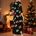 thumbnail image 4 of Fewfanhot Zipper Robe 3/4 Sleeves Loungewear Dress Knee Length Sleepwear Pockets Housecoat Nightgown Long Bathrobe for Women, 4 of 8