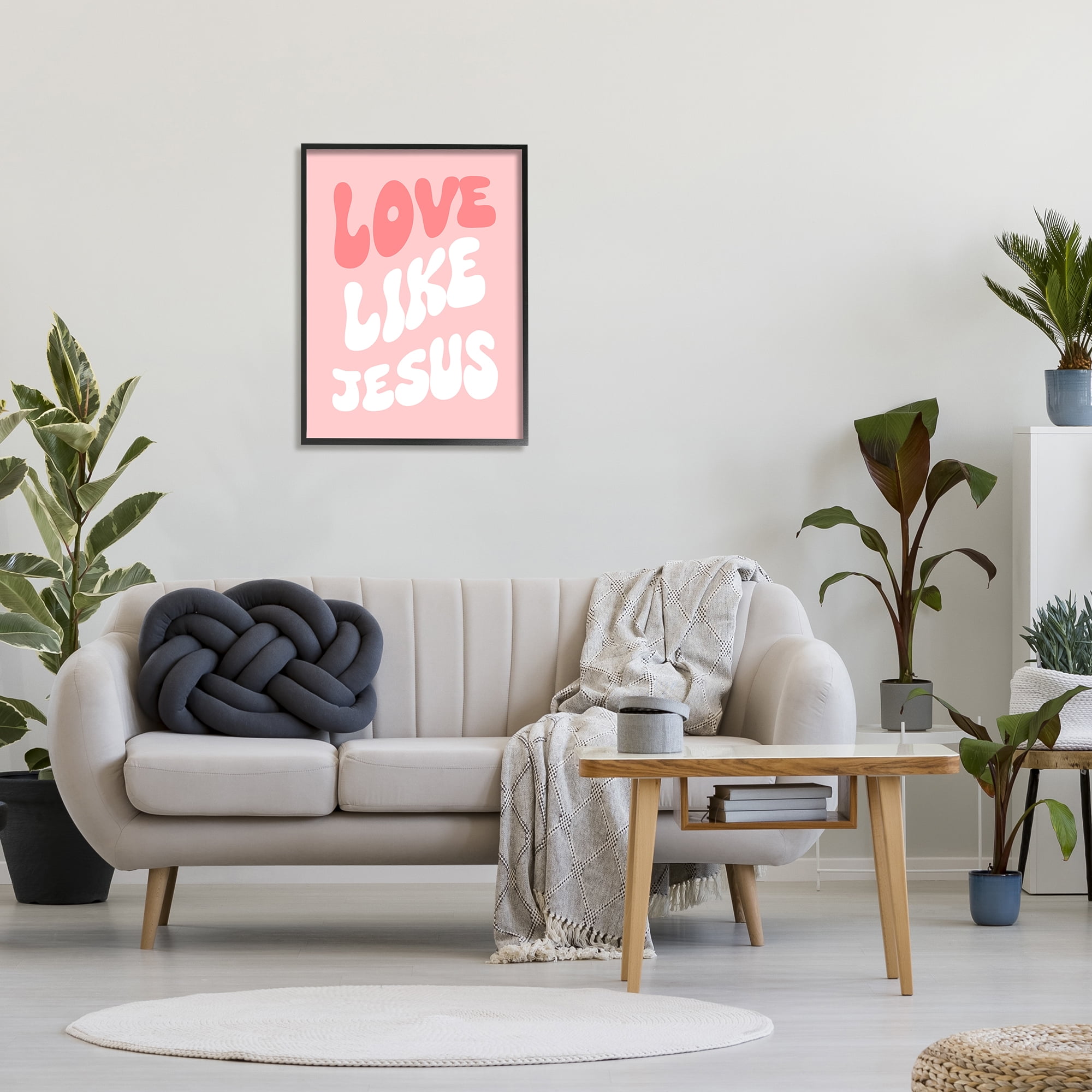 Stupell Industries Love Like Jesus Retro Inspirational Painting Black Framed Art Print Wall Art, 24 x 30