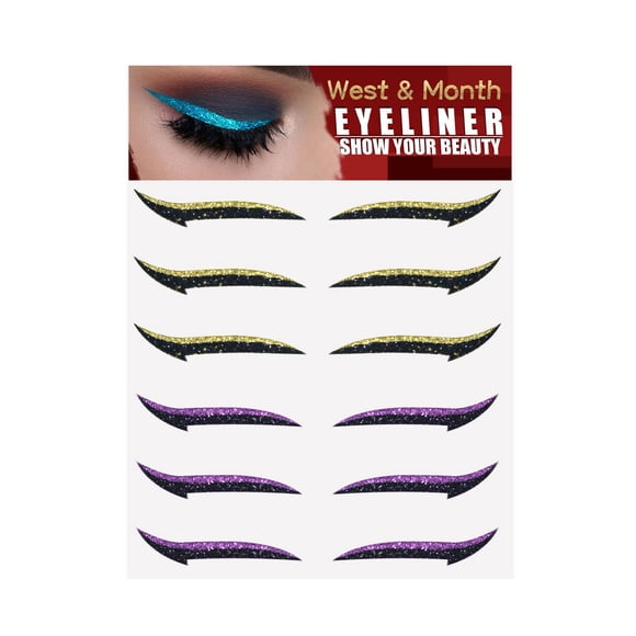 West&Month seis pares de pegatinas autoadhesivas para sombras de ojos y delineadores de ojos europeos y americanos,Morado+dorado