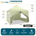 thumbnail image 4 of HOTEEL 10x10 Outdoor Canopy Party Tent EZ Pop Up Canopy Portable Commercial Instant Canopy Shelter Tent Waterproof Gazebo with 4 Sidewalls & Carry Bag, Stakes & Ropes, Khaki, 4 of 10