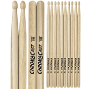 ChromaCast 5B Hickory Drumsticks Pair - Wood Tipped - Drum Sticks Tour Tested by Pro Drummers - Real Hickory Wood