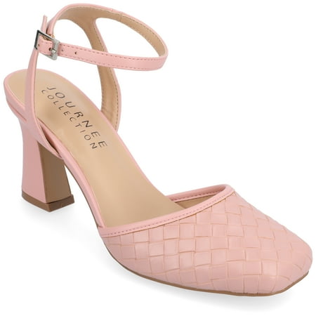 

Journee Collection Womens Moriah Embossed Ankle Strap Square Toe Pumps