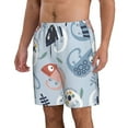 thumbnail image 2 of Disketp Men'S Swim Trunks Hawaiian Breathable Surf Beach Swimsuits Mesh Lining Beach Shorts With Pockets-Cute Chameleons On Blue Background, 2 of 9