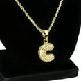 thumbnail image 4 of 14K Gold Plated Micro Letter C Necklace 24" Block Initial Bling Pendant Monogram Name Rope Chain, 4 of 5