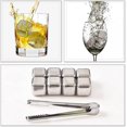 thumbnail image 3 of Piedras reutilizables para cubitos de hielo de acero inoxidable, juego de 8 cubitos de hielo con pinzas para la cabeza y bandejas para cubitos de hielo (juego de 8), 3 of 5