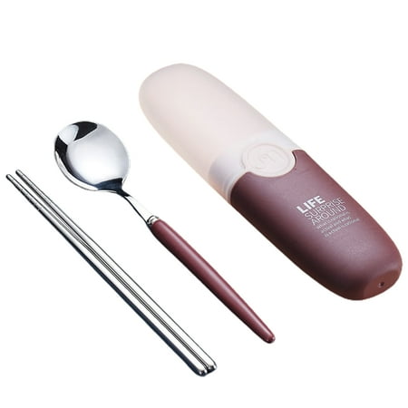 

FaLX Portable Cutlery Set with Storage Box - 304 Stainless Steel Food Grade Utensils Heavy Duty Students Kids Travel Spoon and Chopsticks Kit - Essential School Supplies