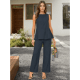 thumbnail image 2 of DARING DIVA Women's 2 Piece Outfits Sleeveless Tank Top Wide Leg Pants Set S Dark Blue, 2 of 8