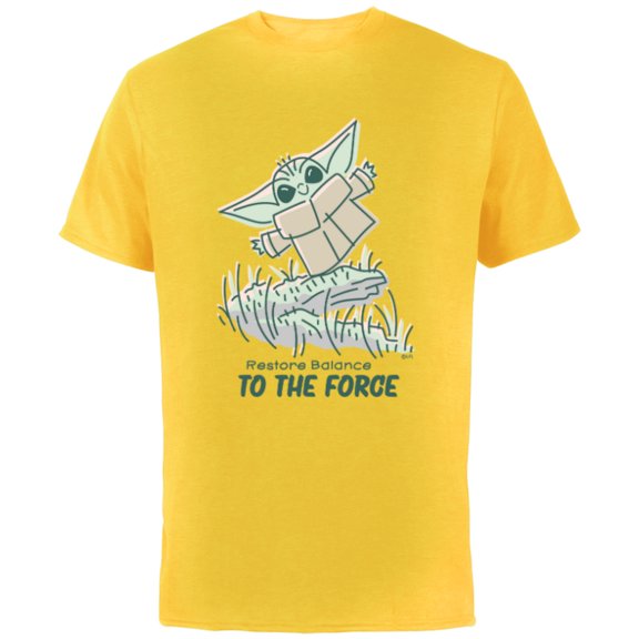 Star Wars Grogu Restore Balance to the Force - Short Sleeve Cotton T-Shirt for Adults - Customized-Yellow