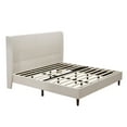 thumbnail image 2 of Ember King Size Platform Bed Frame with Chenille Upholstered Headboard, No Box Spring Needed, Beige, 2 of 7