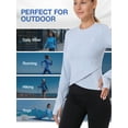 thumbnail image 4 of CAMEL Women's Long Sleeve Workout Tops Athletic Compression T-Shirts Cross Hem Gym Yoga Shirt Thumb Hole Blue XL, 4 of 11