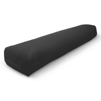 Cotton Batting 28x7x6" Yoga Bolster - Studio Grade Pranayama Yoga Pillow with Vinyl Cover - Made In USA, Black
