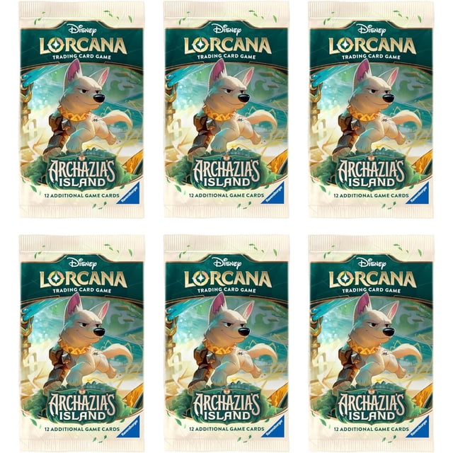 6 Paquets Lorcana Lot de 12 Cartes Booster Lorcana Île d'Archazias