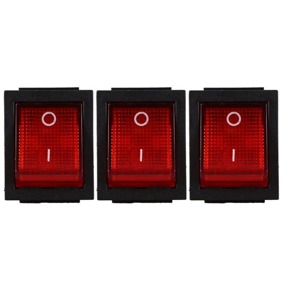 3X Red Light Illuminated 4 Pin DPST ON/OFF Snap in Rocker Switch 16A 20A 250V AC