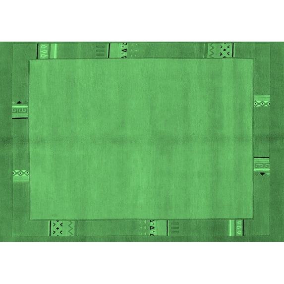 Ahgly Company Indoor Rectangle Abstract Emerald Green Modern Area Rugs, 5' x 8'