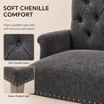 thumbnail image 3 of Upholstered Chenille Fabric Dining Chairs with Arms Set of 8, Tufted High Back Dining Room Chairs with Curved Rubberwood Legs, Kitchen Chairs, Gray, 3 of 8